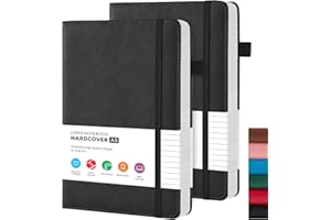 FOCUS DAY 2 Pack Journal Notebook, A5 Leather Journals for Women/Men Work, Travel Diary Note Book with Pen Loop, 100GSM Lined