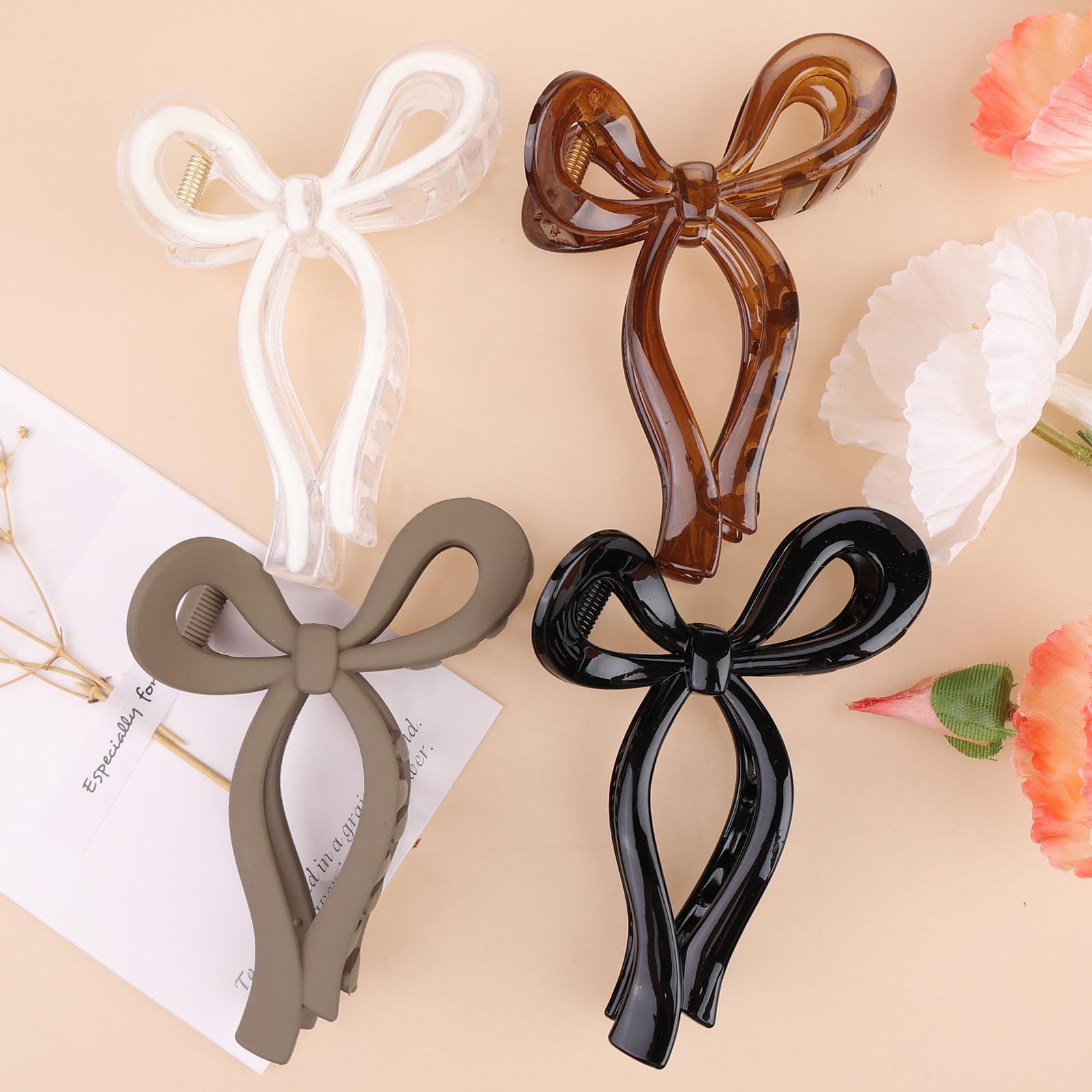 Photo 1 of 4 Pcs Bow Hair Clips Elegant Hair Claw Butterfly Hair Accessories for Girls Nonslip Butterfly Clips Hair Styling Accessories for Women