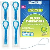 Floss Threaders, Deep Clean Dental Floss Threader for Braces, Bridges, and Implants 200PCS(4Pack),Blue