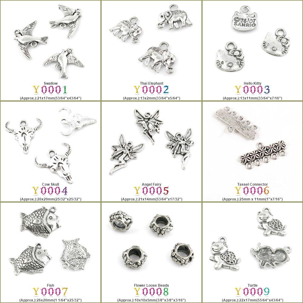 1440 PCS Antique Silver Tone Jewelry Making Charms Findings Jewellery Charme Supply Supplies Lots Bulk Wholesale Y0003 Hello Kitty