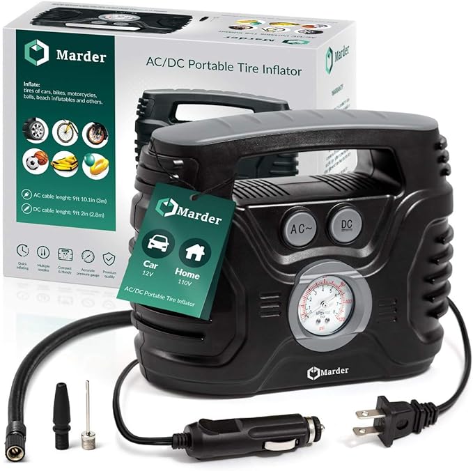 Amazon.com: AC/DC Portable Air Compressor/Tire Inflator Powered by Car ...