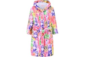QPANCY Girls Robe Kids Bathrobes Soft Plush Fleece Pajamas Sleepwear