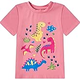Cuddomper Toddler Girls Clothes T-Shirt Short Sleeve Graphic Tee Cartoon Dinosaur 2-6T Girl Shirt Summer