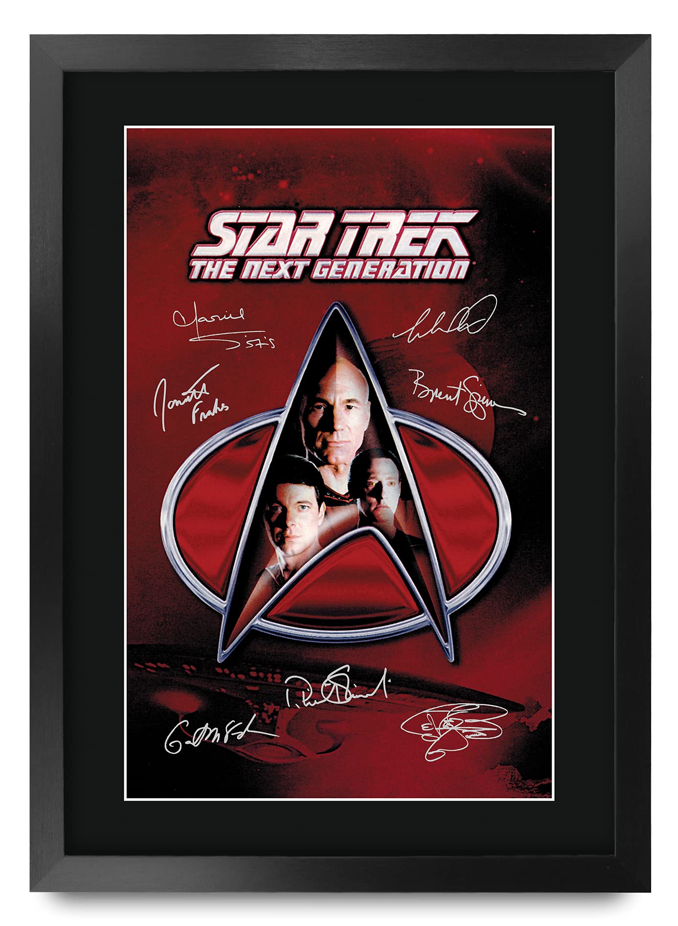 HWC Trading Star Trek Next Generation Gifts Printed Signed Autograph Picture for TV Memorabilia Fans - A3 Framed