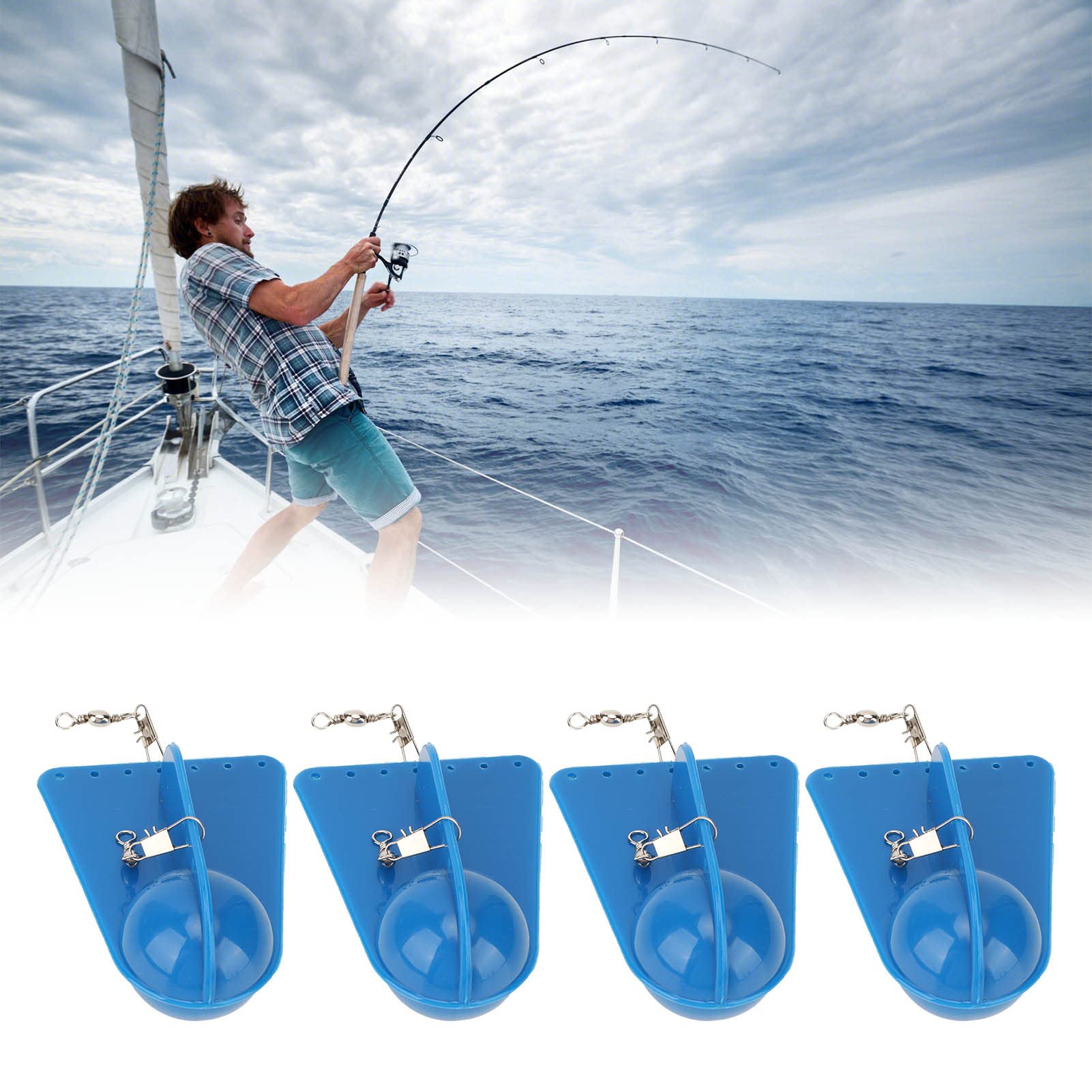 Alvinlite Fishing Diving Board Plastic Belly Fishing Trolling Diving Board Tool Round 4PCS for Boat Fishing Fisherman Deep Sea Blue