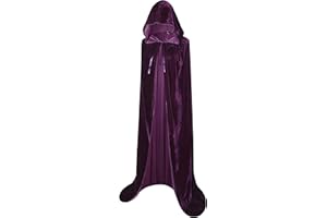 BIGXIAN Long Hooded Cloak Velvet Cape Witch Costume Halloween Costumes for Women Men