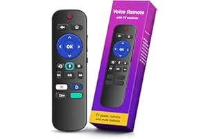 YKONECHA for Roku Voice Remote Control with 4 Shortcuts & Easy Setup, Voice Remote Replacement for Roku TV, Audio Devices, Most Players