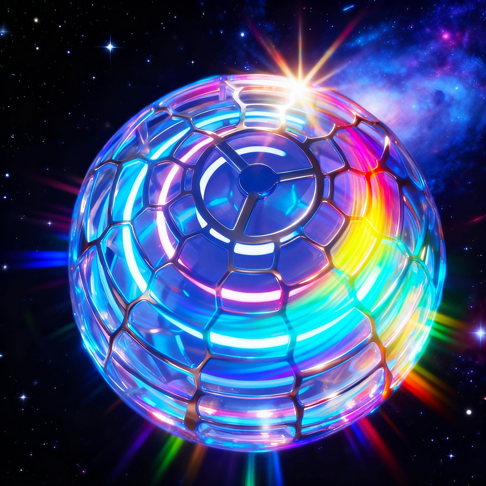 Photo 1 of 2025 Upgraded Flying Orb Ball Toys, Hand Controlled Spinner Toy with Colorful LED Lights – 360° Hover Spinning Top for Teens & Adults, Fun Motion Toy, Rechargeable Gift for Boys & Girls (Blue)