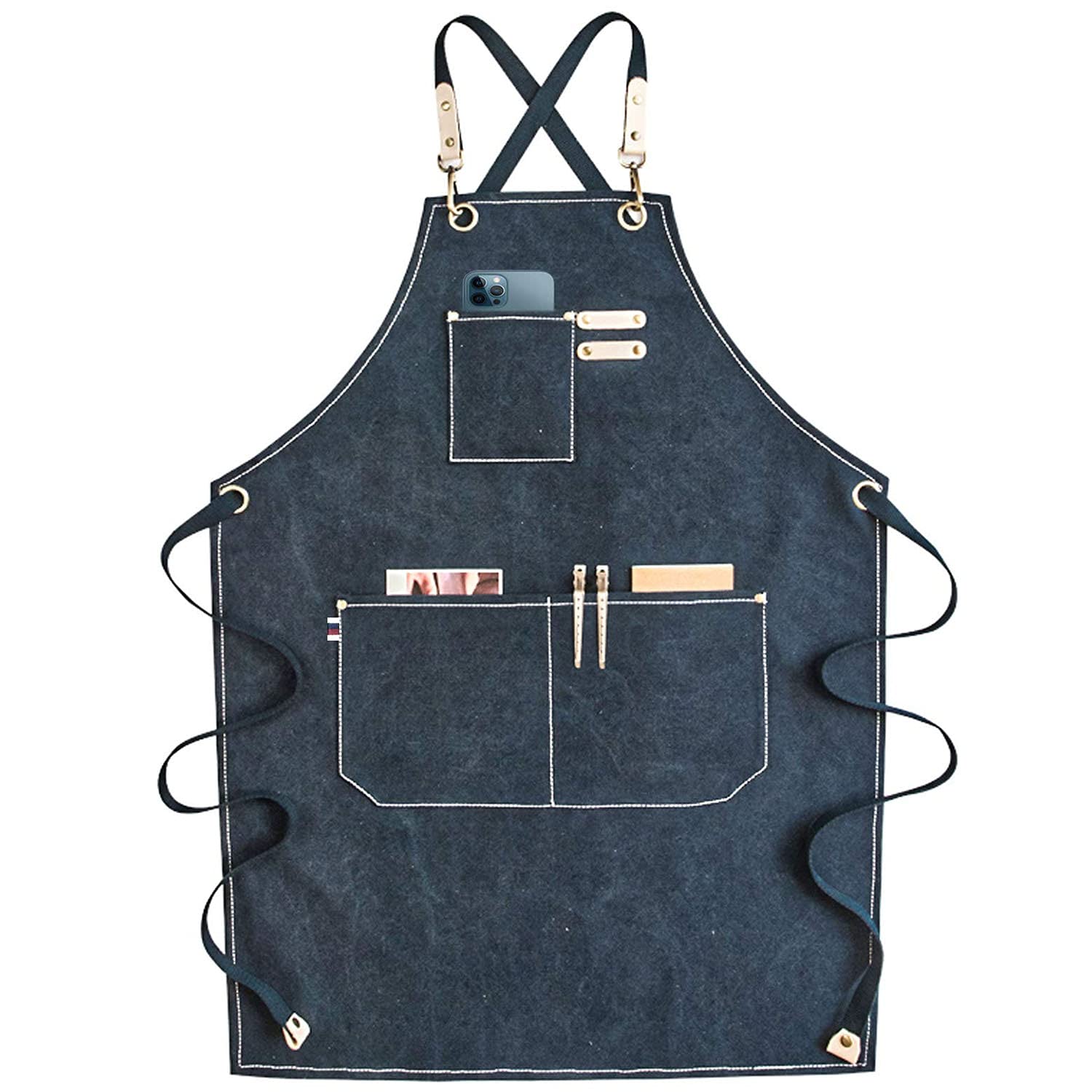 RAPRON Hairdressing Apron Canvas Work Apron with Adjustable Straps for Kitchen