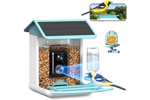 BROAIMX Smart Bird Feeder with Camera, Free AI Forever for 11,000+ Bird Species, 64G TF Card & 1080P HD, Solar-Powered Wireless Outdoor Bird Feeder, App Alerts & Two-Way Audio for Garden Bird Watching