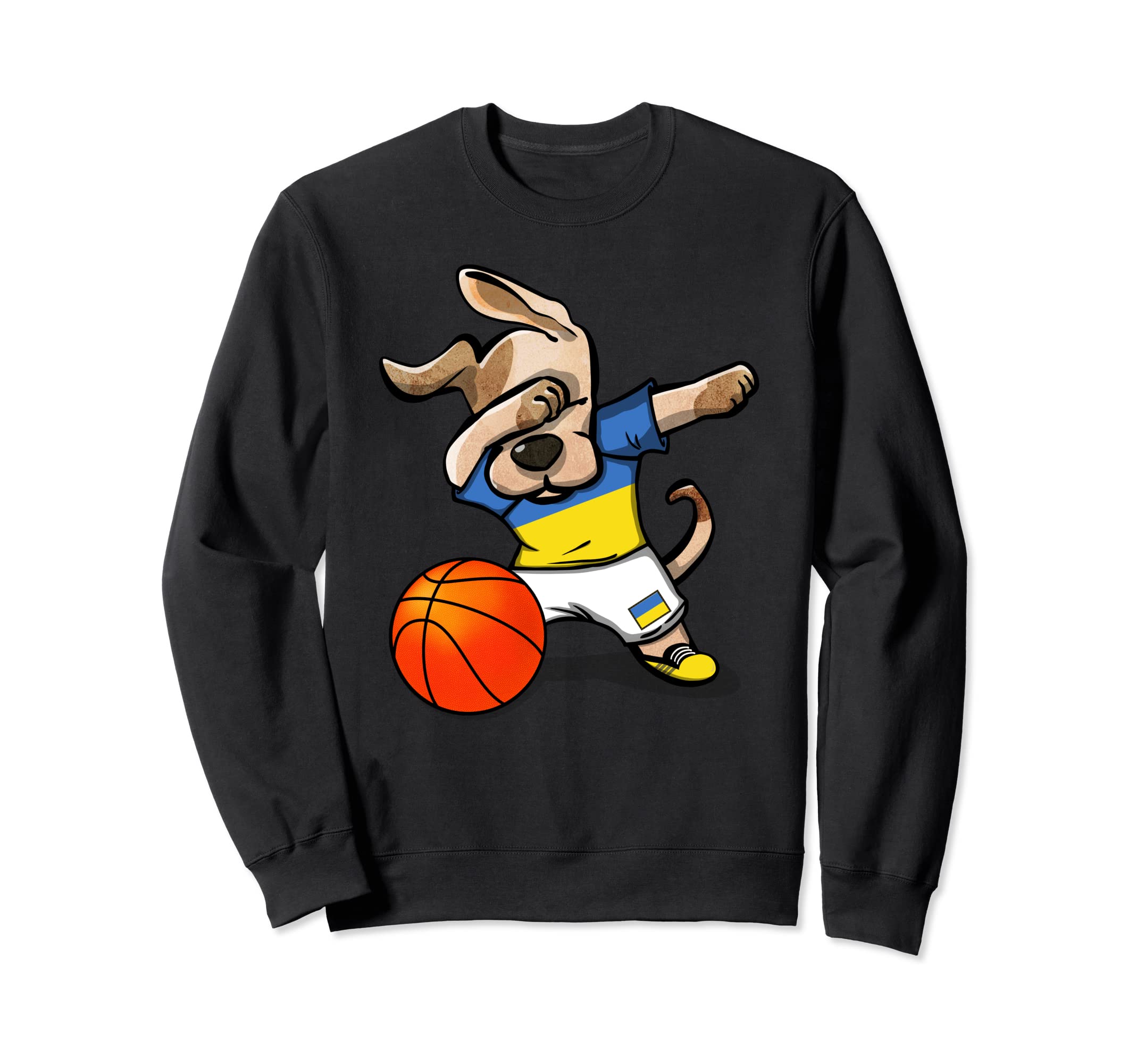Funny Dabbing Dog Ukraine Basketball - Ukrainian Flag Sport Sweatshirt