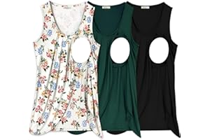 PARNIXS Summer Women's Maternity Nursing Tank Top Sleeveless Comfy Breastfeeding Clothes