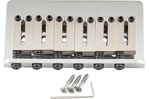 Musiclily Ultra 52.5mm (2-1/16 inch) Offset-Saddle Guitar Hardtail Fixed Bridge Non-Tremolo Bridge for Fender American Strat Tele Style Electric Guitar, Chrome