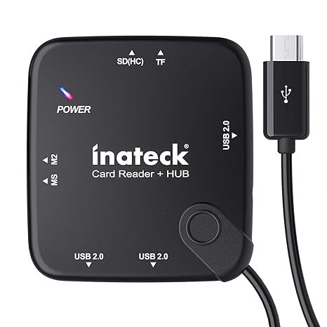 [SD TF MS M2 Katenleser OTG HUB]Inateck externer USB 2.0 OTG Karterleser(Card Reader) micro Hub - Multi-in-1 OTG Adapter 3xUS