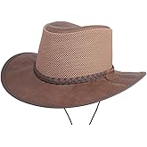 American Hat Makers Breeze Leather & Mesh Sun Hat | Wide Brim, UPF50, Breathable & Adjustable | Perfect for Outdoors