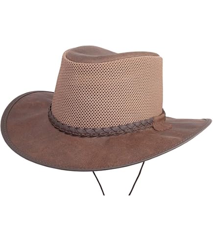 American Hat Makers Sirocco Small Leather Mesh Sun Hat for 