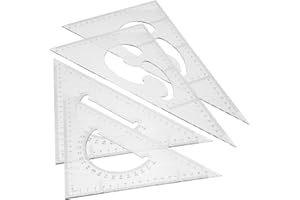 BEBEMOKO 4pcs Plastic Triangle Ruler Set Square Measuring Tools for School Geometry Drawing Drafting Office