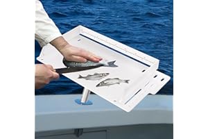 HNONPW Bait Cutting Board for Boat, Boat Cutting Board with Fish Ruler for Fish Cleaning Station White Extended Fishing Fillet Table, In Single Rod Holder with Plier Storage and Knife Slot, Boat Accessories