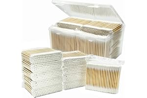 Bamboo Cotton Swabs 1000 Count - Garrelett Natural Organic Cotton Buds For Ear - Ear Sticks with A Storage Box Included - Strong 100% Purely Natural Stick for Makeup, Daily Cleaning, Pet