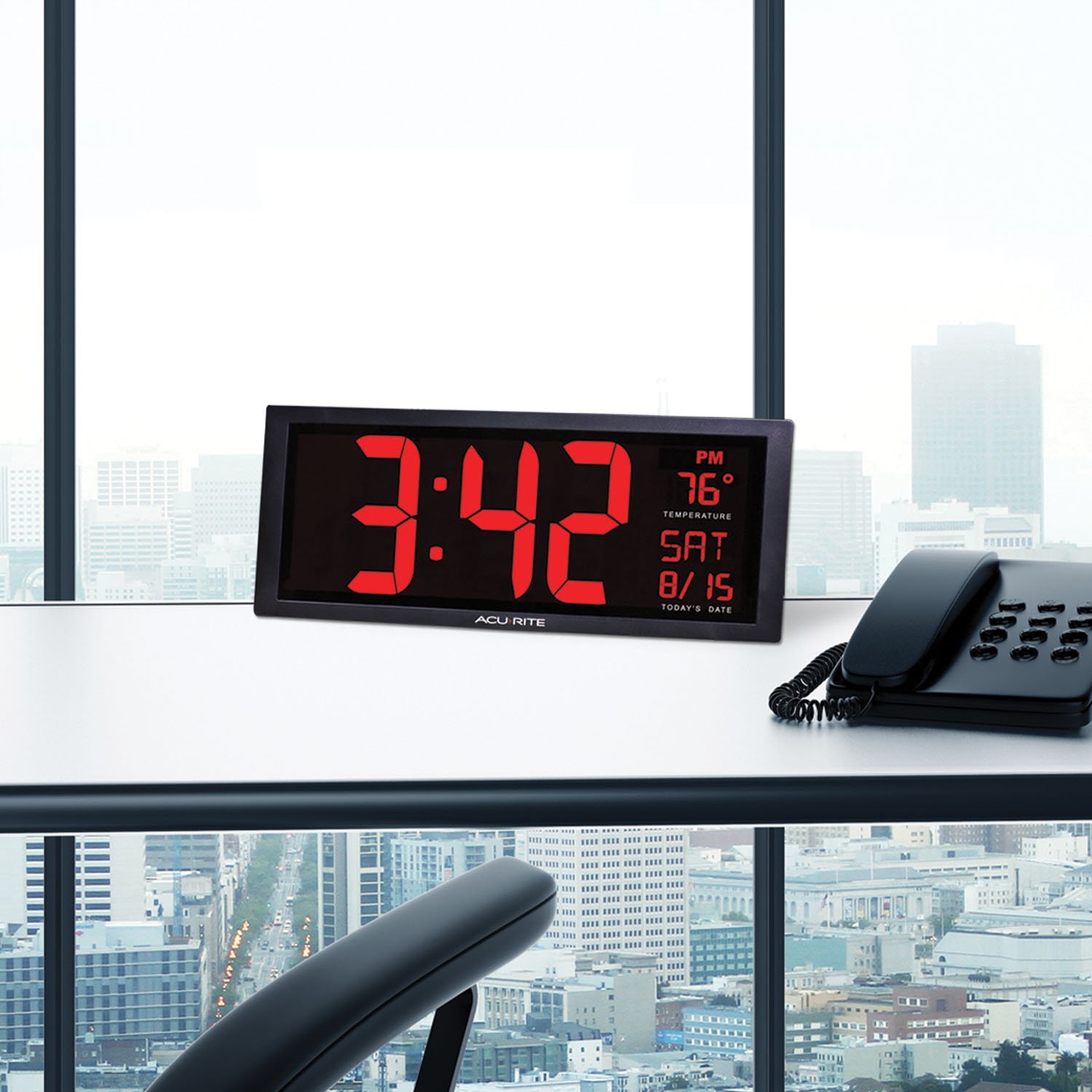 AcuRite 75127 Oversized LED Clock with Indoor Temperature, Date and