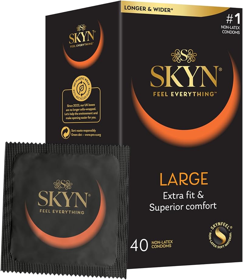 SKYN Large Condoms 40 Pack - Latex Free, Extra Large 56mm, Thin XL