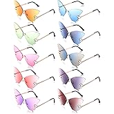 Konohan 10 Pairs Butterfly Sunglasses for Women Butterfly Rimless Sunglasses Flames Sunglasses Fun Sunglasses Vintage Metal Frame Novelty Adult Women's Sunglasses, 10 Colors