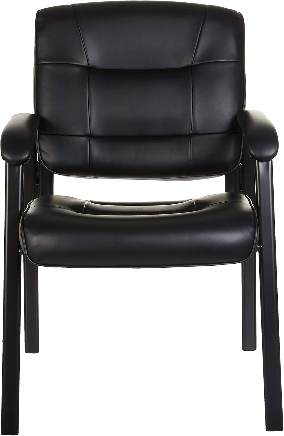 Basics Classic Leather Office Desk Guest Chair with Metal Frame, Black: Furniture & Decor