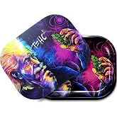 Small Metal Tray with Magnetic Lid, Decorative Tray, Ideal Storage for Home or Travel, 7 x 5.5 Inches (Blue)