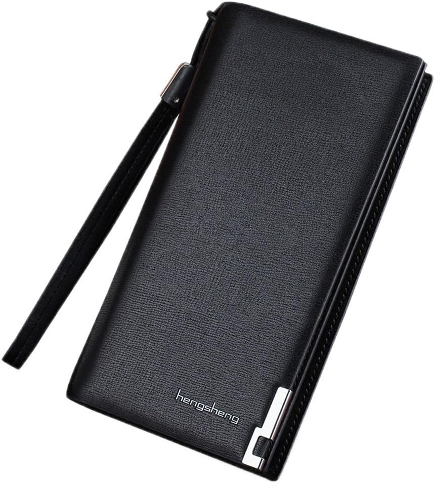 HHmei Men Long Bifold Business Leather Wallet Money Card Holder Coin Bag Purse Men's Business Wallet Long Section Hengsheng| 2019 Bags Women Clearance Guess Sale Black Under Leather Red (Black)