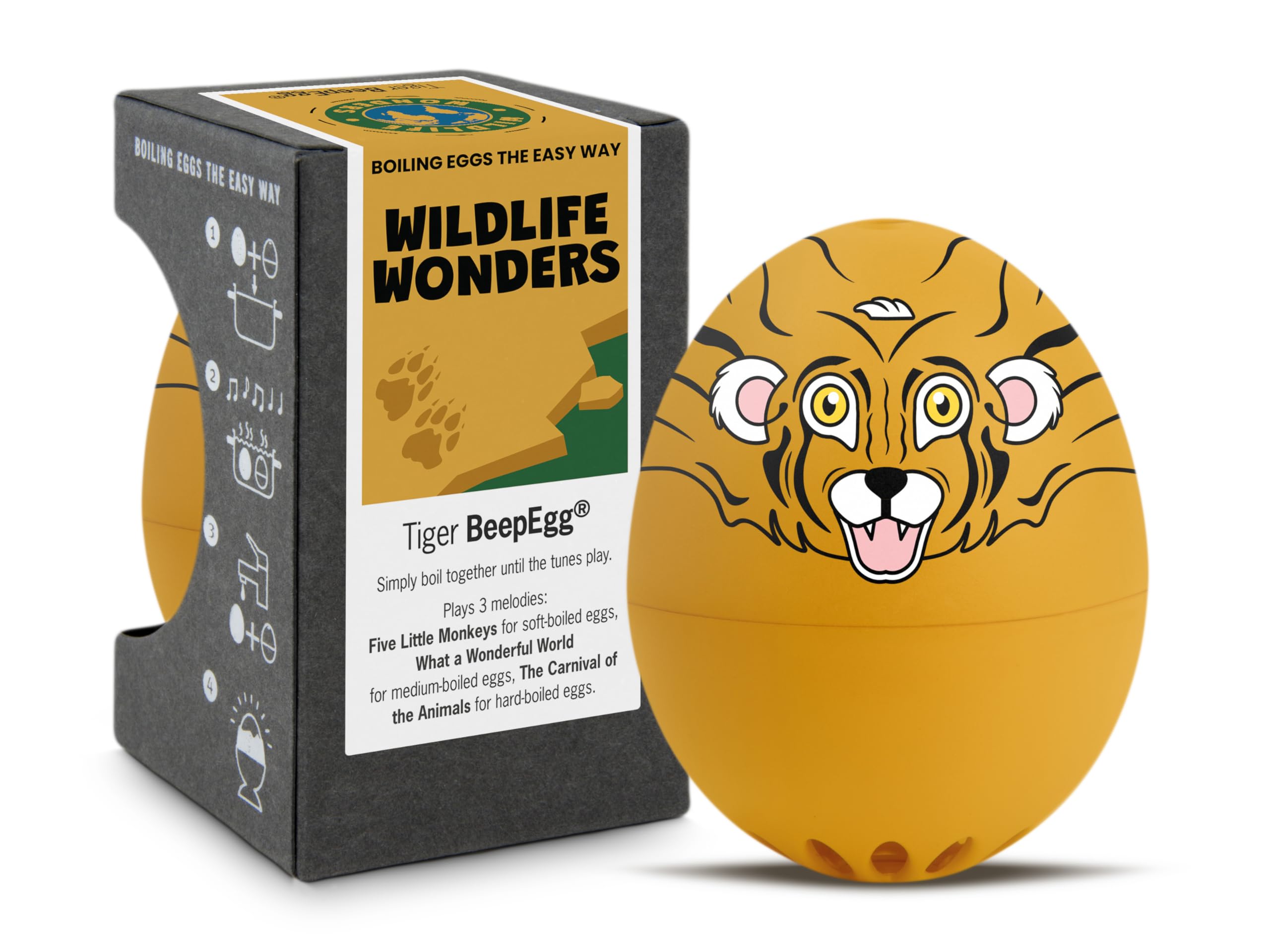 Brainstream Tiger Egg Timer - 3 Hardness Levels - Singing Egg Cooker - Germany