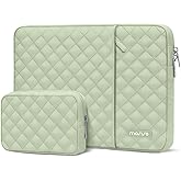 MOSISO Laptop Case 16 inch, 15-15.6 inch Laptop Sleeve Compatible with MacBook Pro 16, HP Dell Acer ASUS Lenovo Notebook, Square Quilted Vertical Computer Bag with Pocket&Small Case, Sage Green
