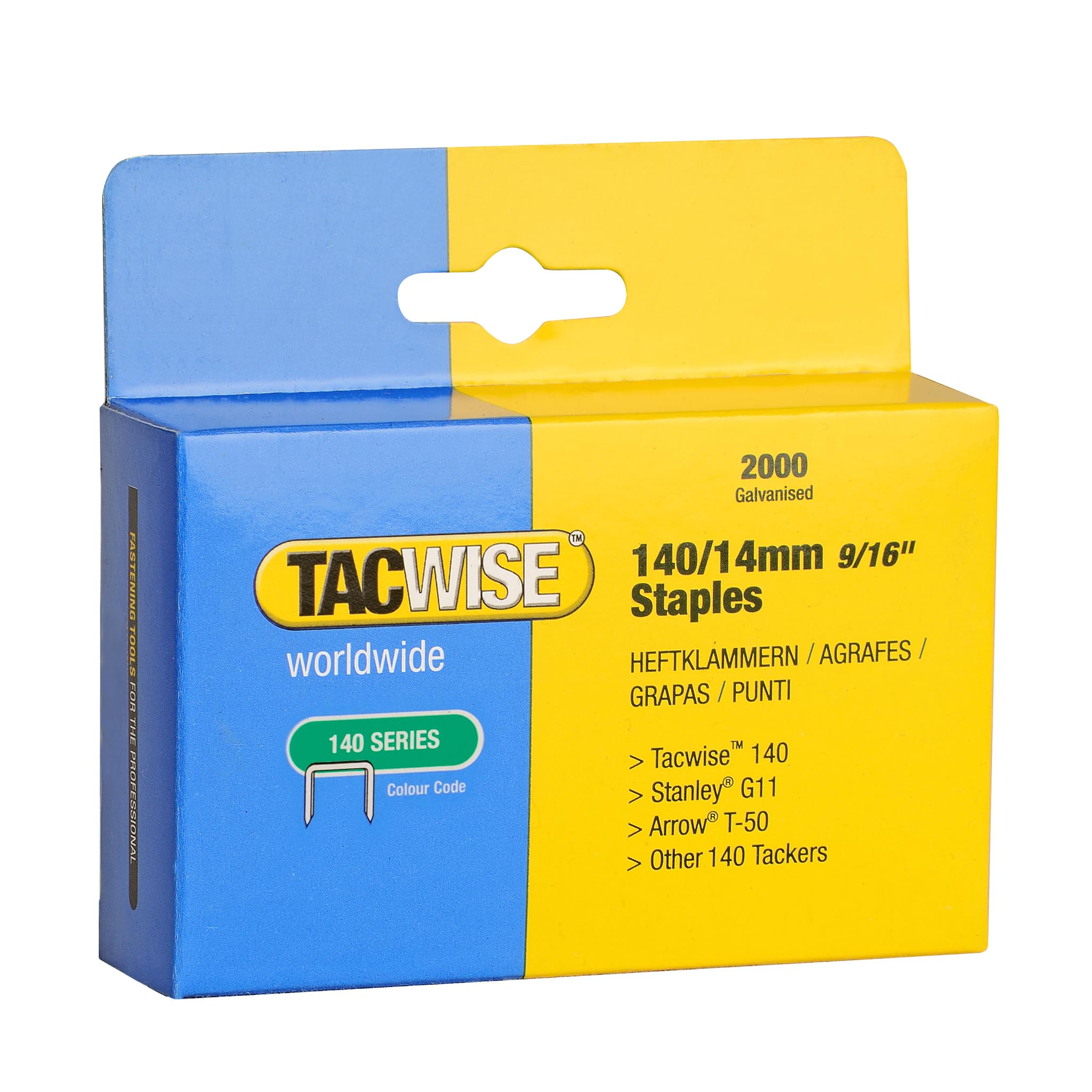 Tacwise 0349 Type 140/14mm Heavy Duty Galvanised Staples, Pack of 2000, Silver