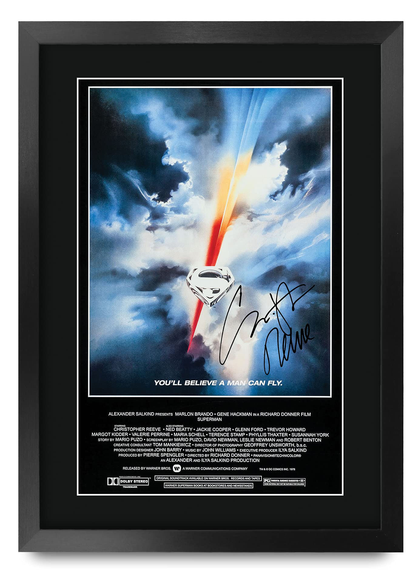 HWC Trading A3 FR Superman Movie Poster Christopher Reeve Gift Signed FRAMED A3 Printed Autograph Film Gifts Print Photo Picture Display โ image 1
