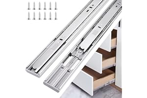 JI2OOYI 18 inch Drawer Slides 6 Pairs (12pcs) Soft Self Close 3 fold Full Extension Ball Bearing Cabinet Drawer Glides Side Mount for Dresser, Cabinet, Kitchen 100 LB Capacity 18" Silver