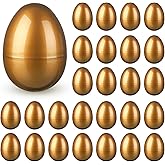 Silipull 36 Pieces 3.1 Inch Empty Easter Eggs Plastic Fillable Eggs Bulk for Easter Filling Candy Basket Stuffers, Crafts Party Favor(Gold)