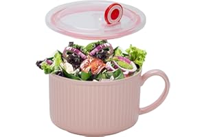 MUUBOOX 30oz Ceramic Soup Mugs with Lid and Handle for Soup and Instant Noodles Soup Mug, Oatmeal, Gumbo, Salad Dishwasher Sa