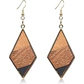 Zszkoz Wood Earring Wooden Earrings for Women Boho Wood Dangling Statement Earrings Natural Jewelry Gifts