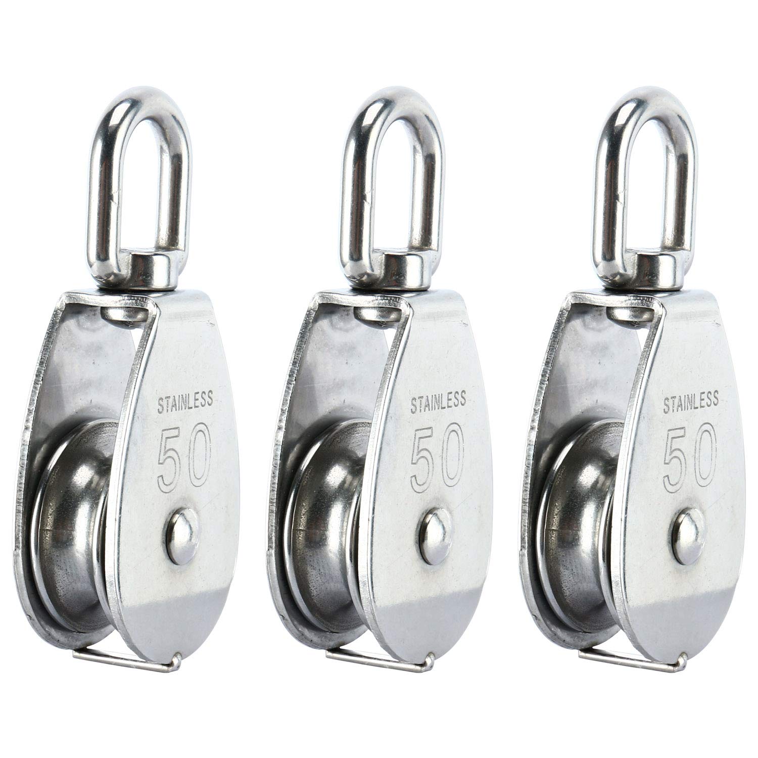 M15 DasMarine 3 Pack Single Pulley Block in 304 Stainless Steel Crane