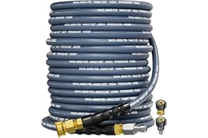 TechSweepPro 3/8" 4800PSI Pressure Washer Hose 100FT with Swivel Quick Connect for Cold/Hot Water Max 248°F, Kink Resistant Steel Wire Braided, Wear Resistant Power Washer Hose with M22 14mm Adapter