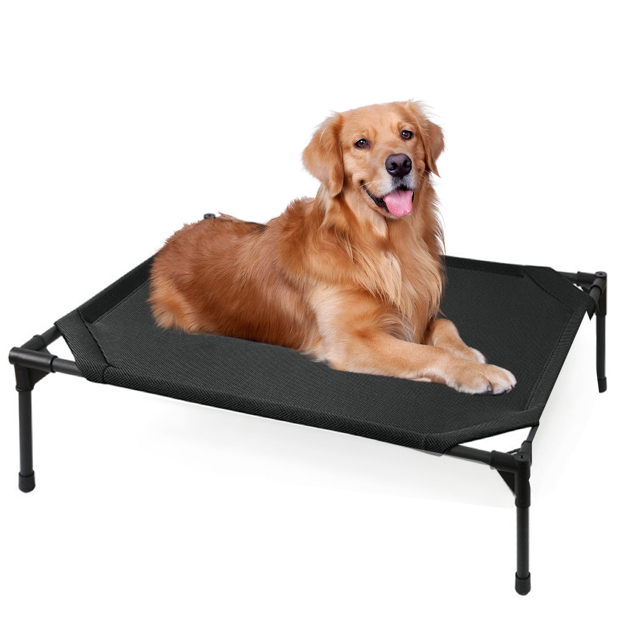 Photo 1 of **Missing PIECES--SELLING FOR PARTS-- ** Vomiliku Cooling Elevated Dog Beds for Large Dogs, Portable Raised Large Dog Bed for Indoor & Outdoor Use, No-Slip Feet Pet Cots, Pet Hammock with Breathable Mesh, Black