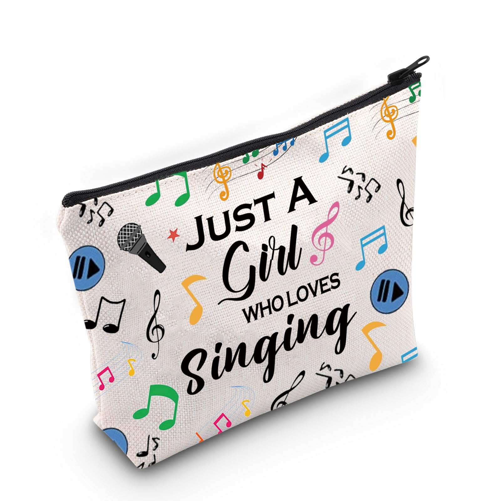 Singing Makeup Bag Just Girl Loves Singing Singer Gift Karaoke Singing Lover Music Lover Cosmetic Bag (Cotton, Loves Singing 3uk)
