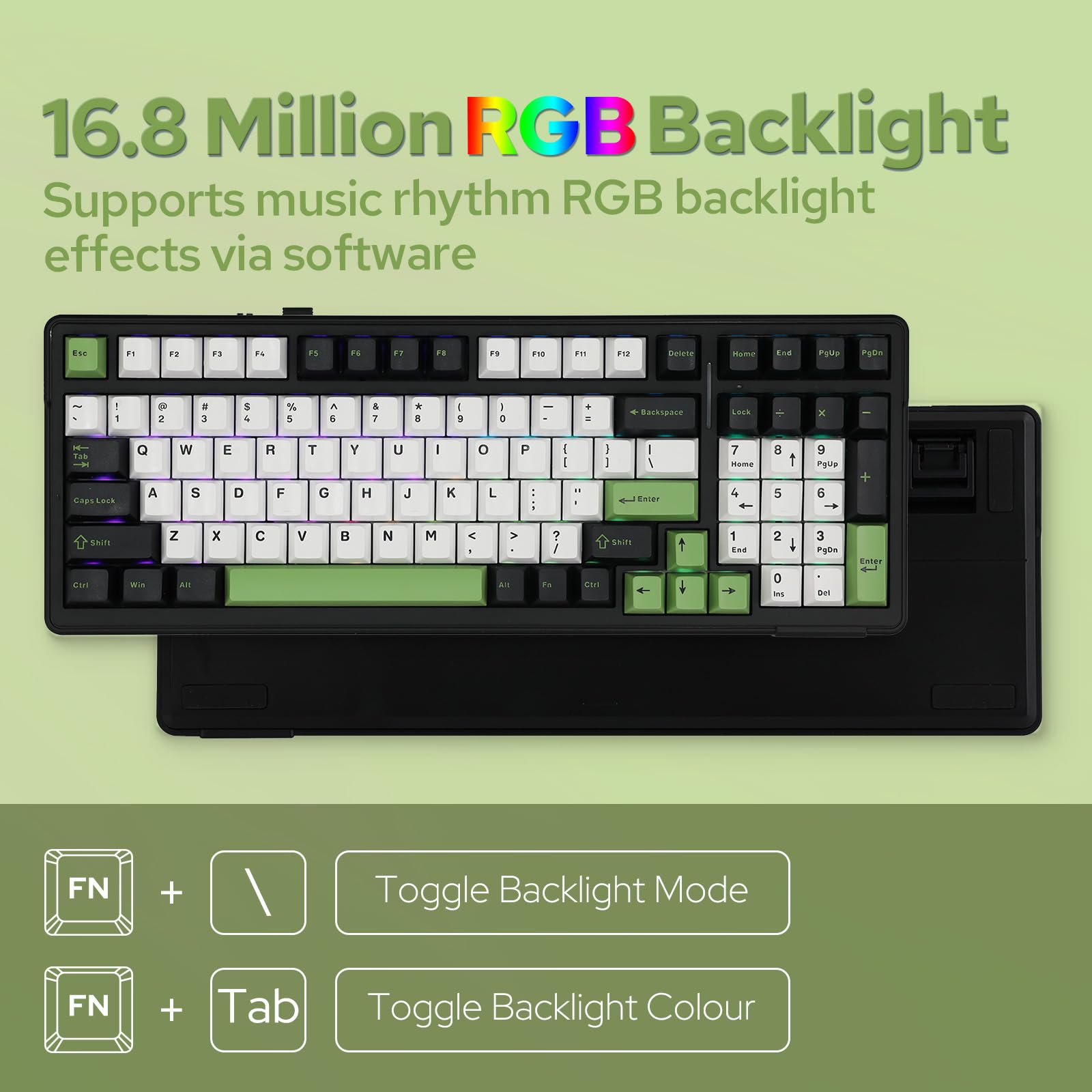 EPOMAKER x Aula F99 Wireless Mechanical Keyboard, Hot Swappable Gasket Custom Gaming Keyboard with Five-Layer Padding, Bluetooth/2.4GHz/USB-C, 8000mAh Battery (Black Green, Whale Sea Switch)