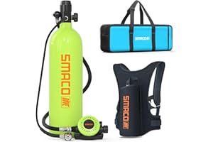 SMACO Mini Scuba Tank 1.9L Capacity Diving Oxygen Tank up to 30 Minutes Underwater Breathing Small Scuba Tank Kit with Portable Box S700 Scuba Cylinder for Underwater Entertainment/Diving Work