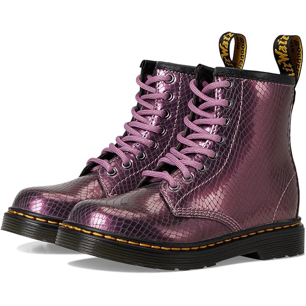 Bottines Dr. Martens 1460 J Filles – Cuir Métallisé Argenté, Taille US 12 (occasion Très Bon état)