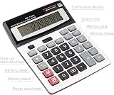 HIHUHEN Large Calculator Solar & Battery 12 Digit Display Business Office view 6