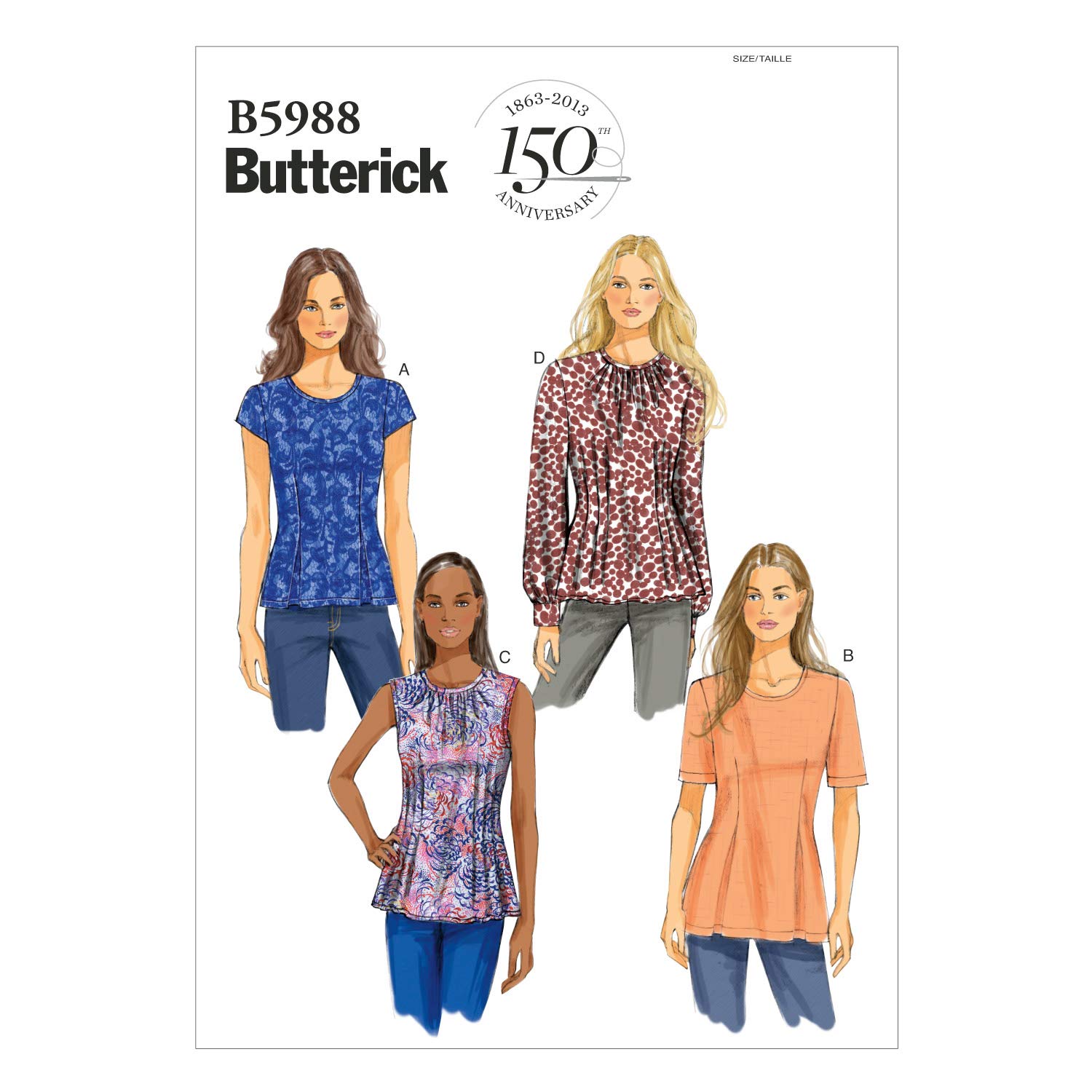 Butterick Patterns 5988 F5 16/18/ 20/22/ 24 Sewing Patterns, Multi-Color