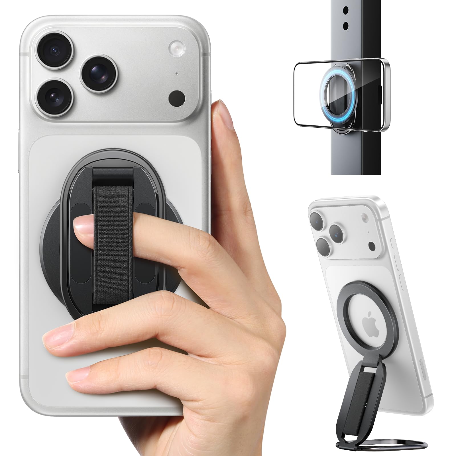 Photo 1 of [2026 Upgraded] SUPERONE MagSafe Phone Grip for MagSafe with Finger Strap, Removable Gym Magnetic Phone Grip with Two-Sided Magnets, Mag Safe Grip Kickstand Loop for iPhone 17/16/15/14/13/12 Series