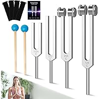 DiDiBirDi Tuning Fork Set 4pcs 128Hz, 256Hz, 512Hz, 1024Hz with Accessories for Yoga,Relaxing Experience Brought by Sound Vib