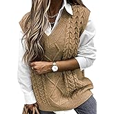 EVALESS Oversized Sweater Vest for Women V Neck Sleeveless Solid Color Loose Pullover Sweater