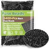 Sukh 5400+Pcs Fuse Beads Bulk - 5mm Melting Beads for Crafts, Black | Iron Beads for Crafts, DIY Art Projects for Bracelet, Jewelry, Necklace, Earring, Keychain Making, Christmas Craft Beads